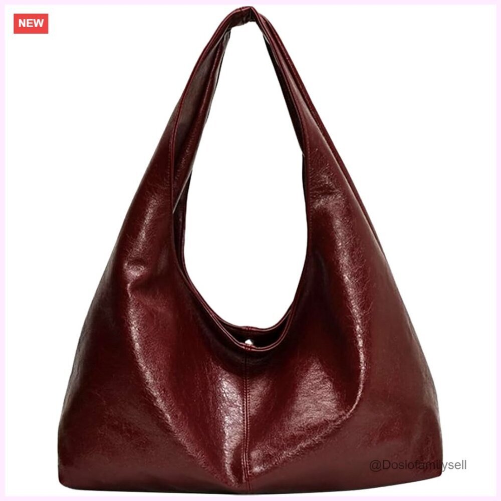 Slouchy Hobo Tote Bag Faux Leather Spacious Work Tote Boho Vintage Y2K